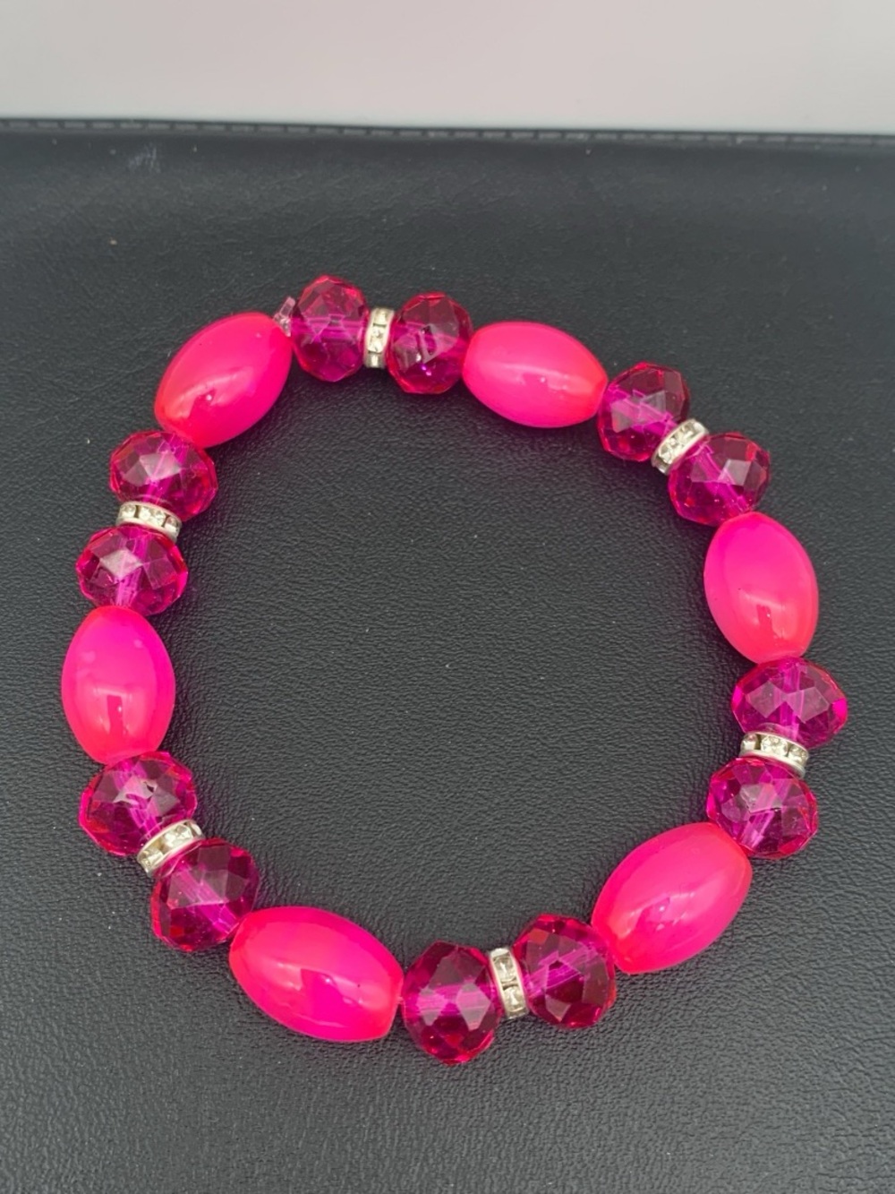 Bright Pink Beaded Stretch Bracelet - Women's Jewelry